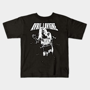 arvil lavigne rock black and whiite Kids T-Shirt